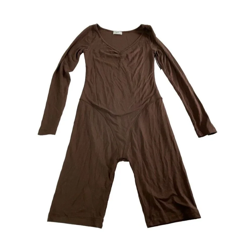 GEEL Ghauri One Piece Romper Bike Shorts Long Sleeves Soft Base NWT Brown M 28-2